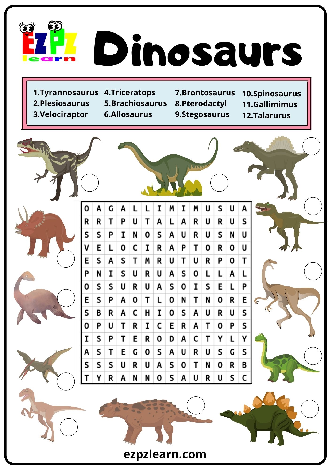 Dinosaurs Word Search 2